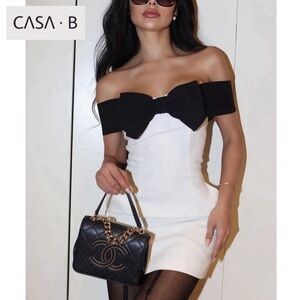 NEW💫 to CASA B| Isabella off shoulder strapless A line bow mini dress